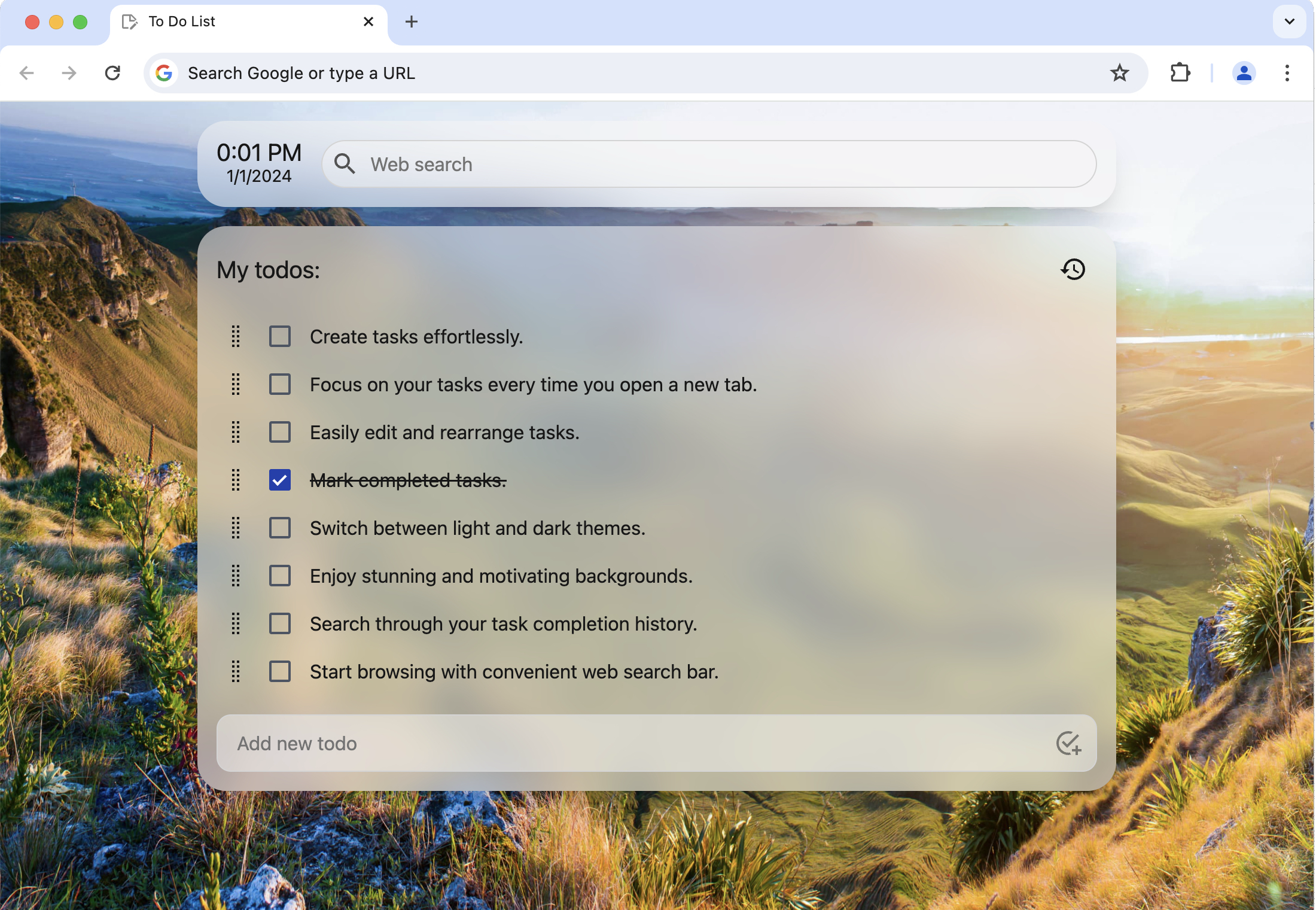 To-Do List Chrome Extension Interface